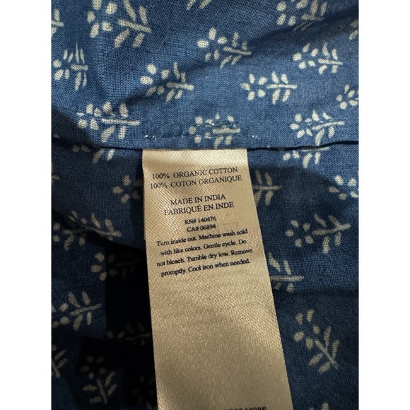 Faherty Lyla Top L Blue Floral 100% Organic Cotton Peplum V-Neck Blouse New - Picture 7 of 7